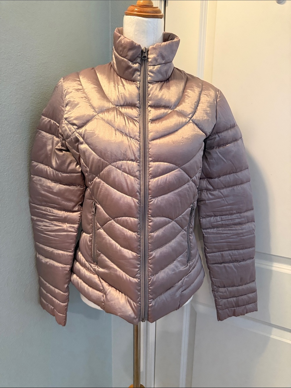 Bernardo Metallic Light Plum Puffer Jacket